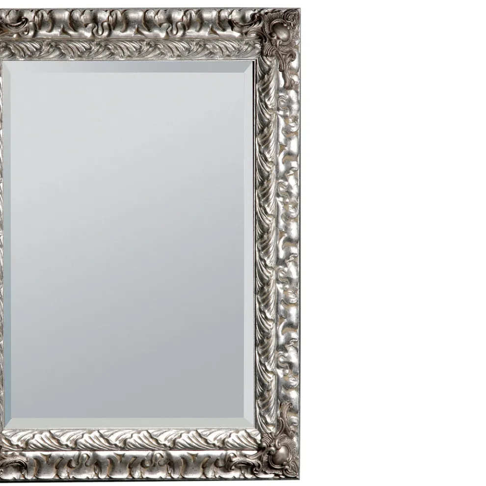 Spiegel mit geschliffenem Spiegel und Rahmen aus Blattsilber, hergestellt in Italien – Roua