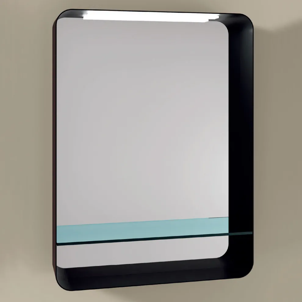 Spiegel mit Metallrahmen und Glasablage, hergestellt in Italien – Frida