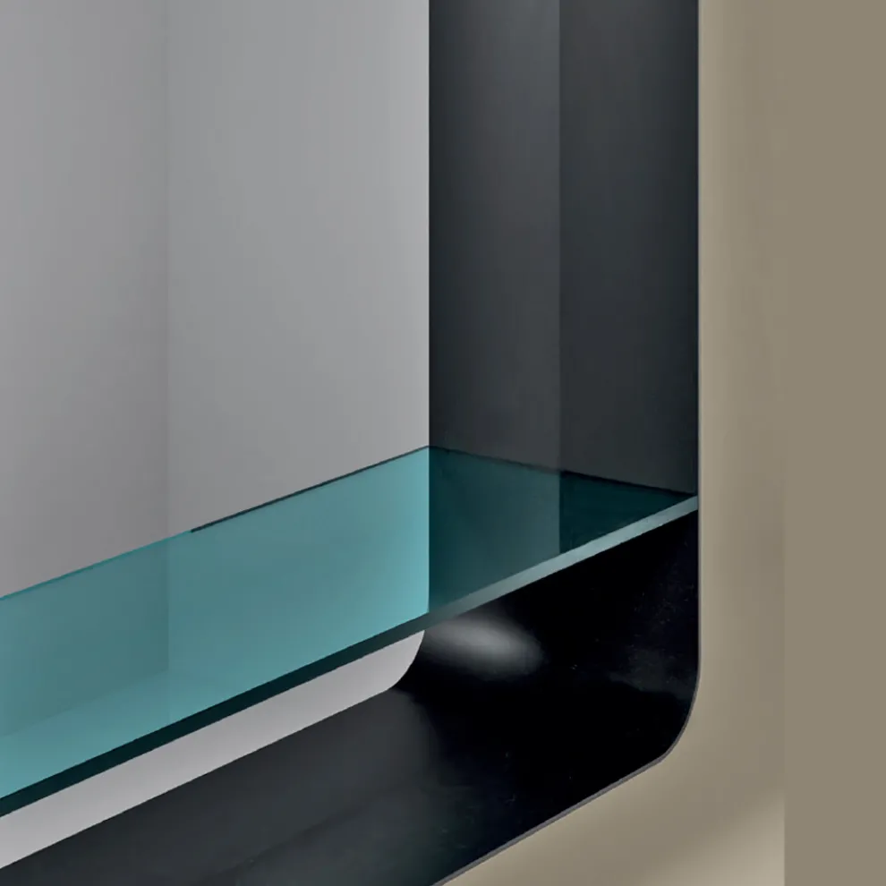 Spiegel mit Metallrahmen und Glasablage, hergestellt in Italien – Frida