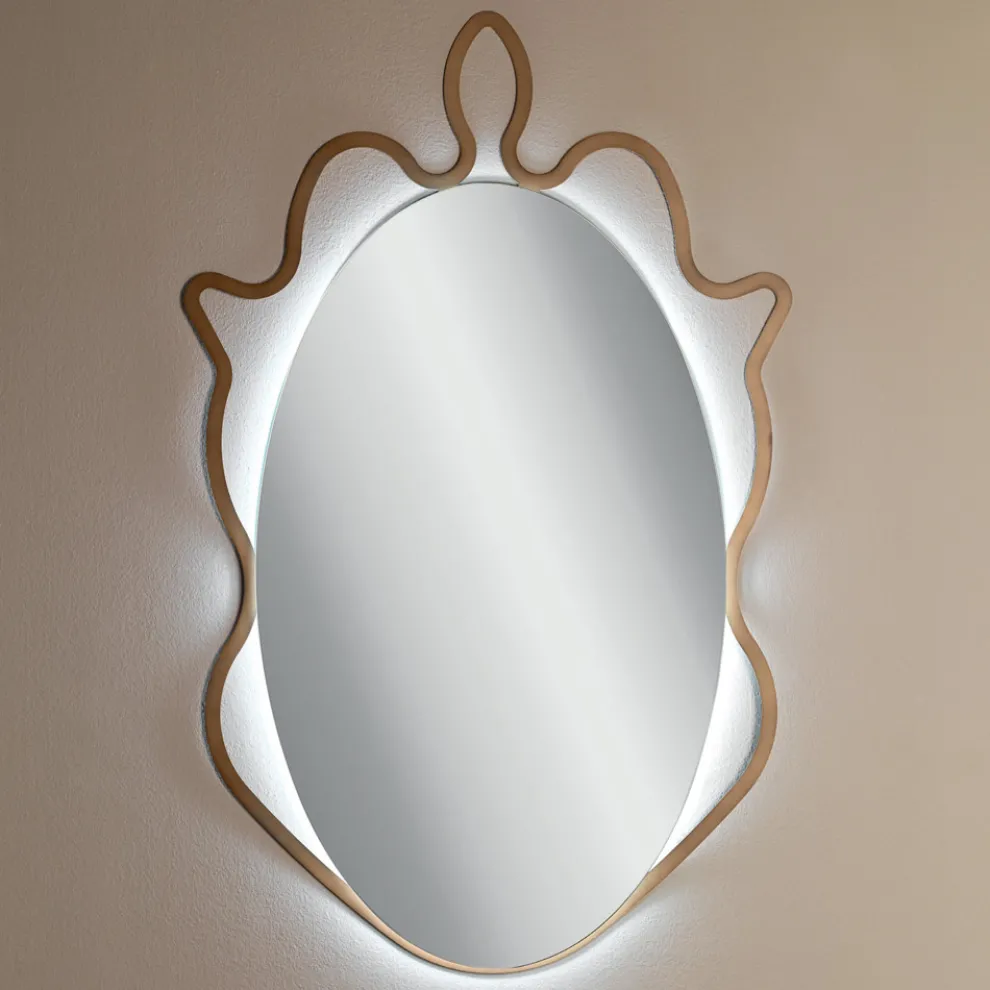 Spiegel mit Metallrahmen und integrierten LEDs Made in Italy - Leonardo