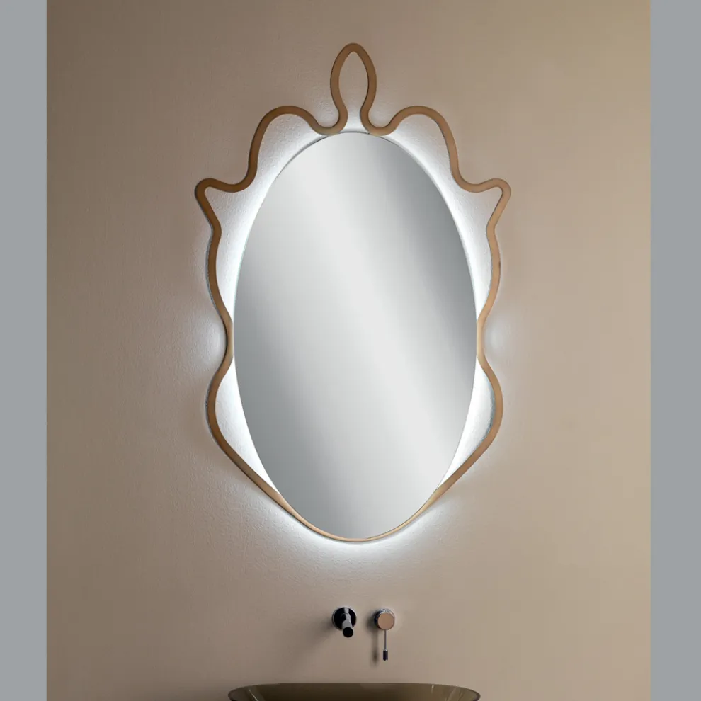 Spiegel mit Metallrahmen und integrierten LEDs Made in Italy - Leonardo