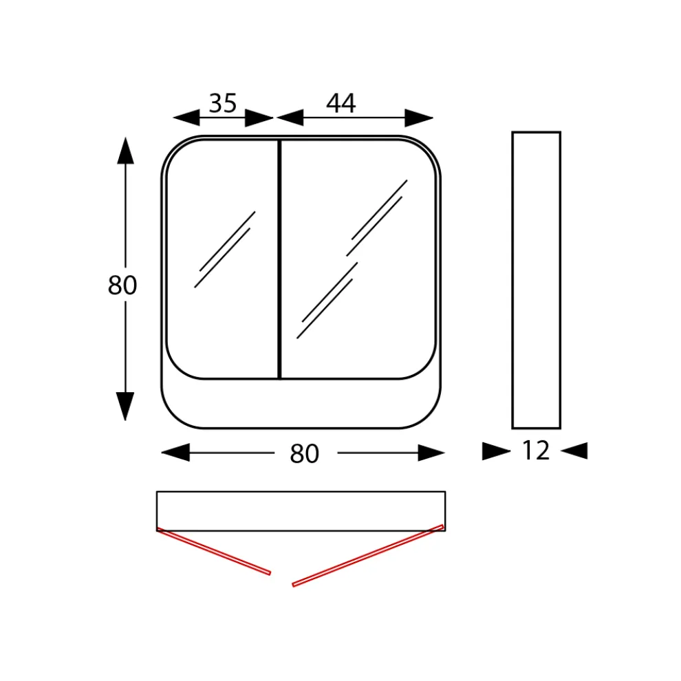 Spiegelbehälter aus Metall mit 2 Doppelspiegeltüren, hergestellt in Italien – Galilei