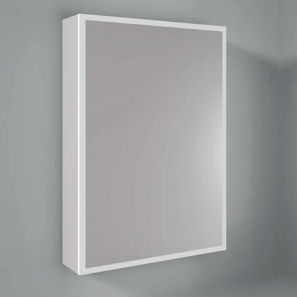 Spiegelbehälter aus Holz mit Doppelspiegel und Lichtern, hergestellt in Italien – Darwin