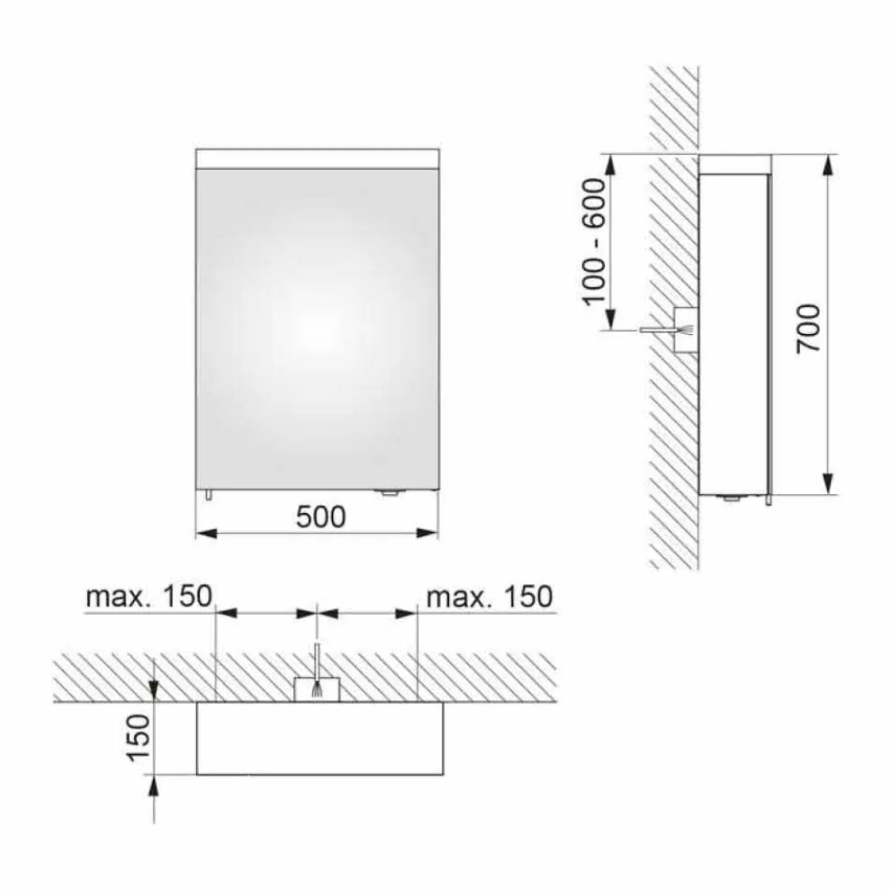 Spiegelbehälter mit Flügeltür und LED-Beleuchtung, hohe Qualität - Alfio