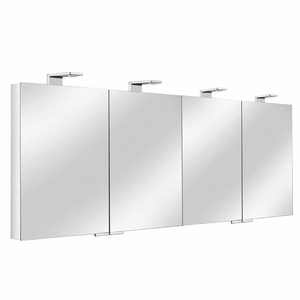 Spiegelbehälter mit 4 Kristalltüren mit 12 Regalen und 4 LED-Leuchten - Maxi