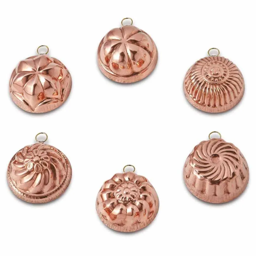 Handgemachte Kuchenformen aus verzinntem Kupfer gemischtes Design 6 Stück - Giandaniele