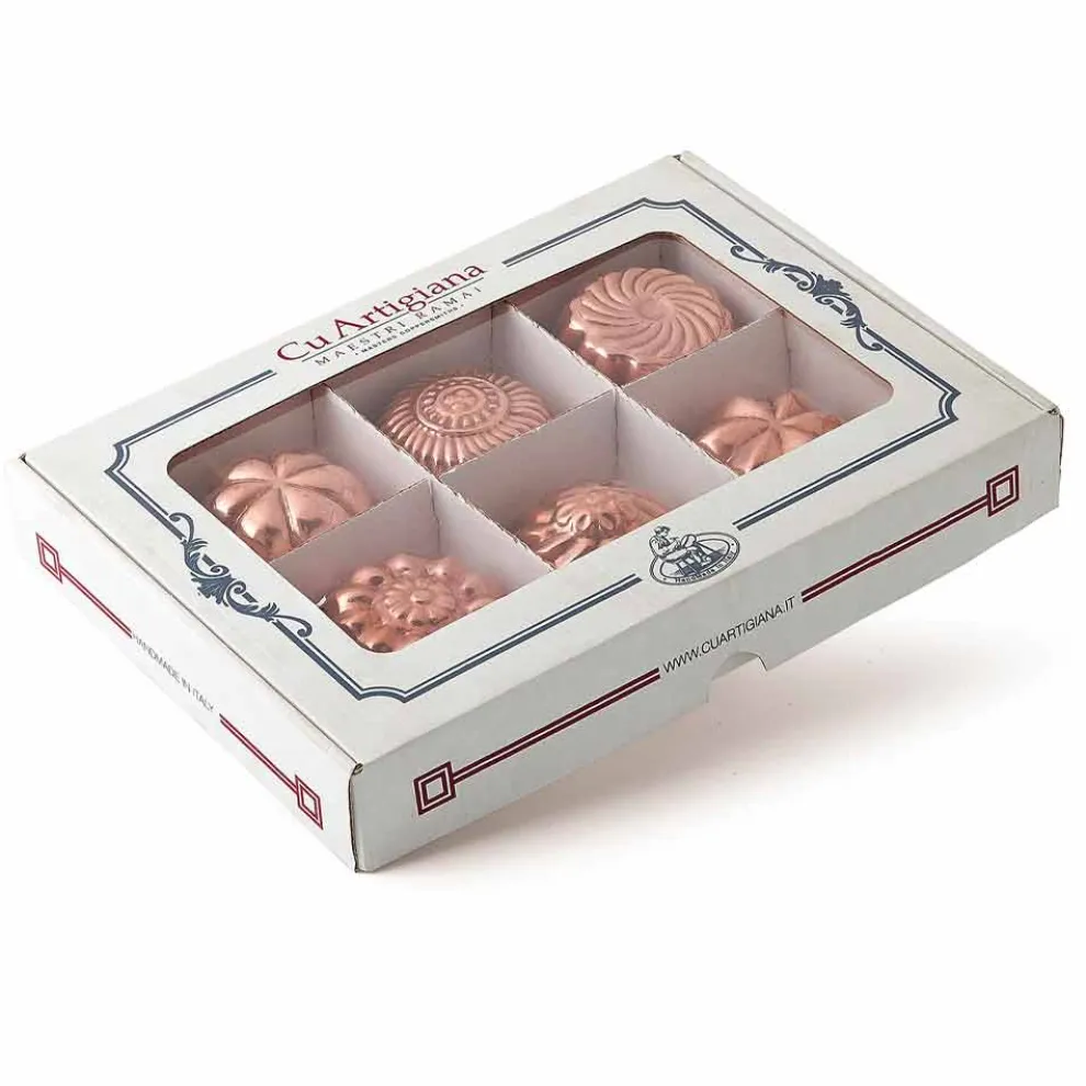 Handgemachte Kuchenformen aus verzinntem Kupfer gemischtes Design 6 Stück - Giandaniele