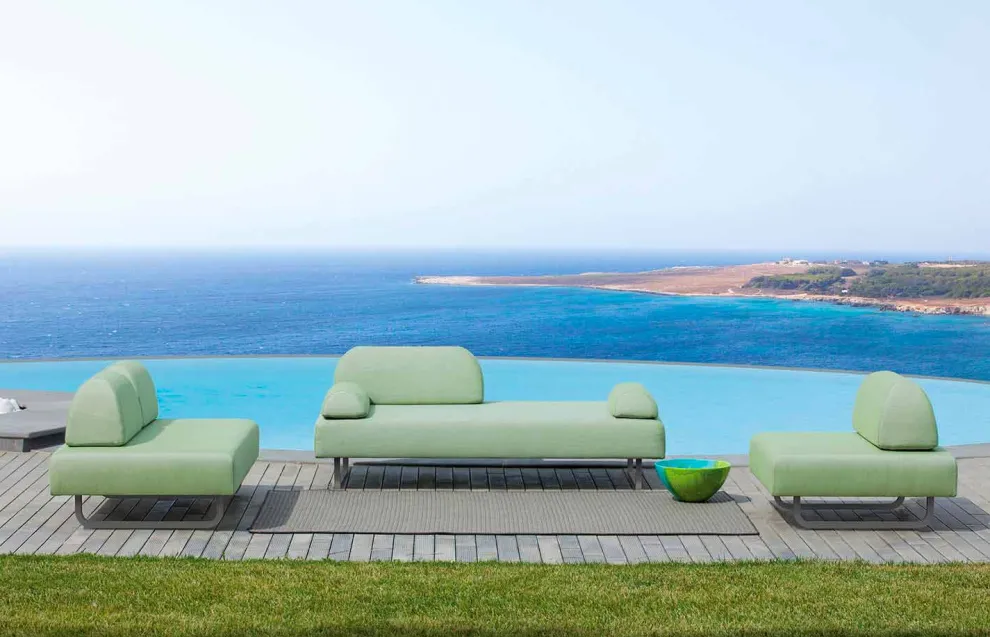 Square Outdoor Design Hocker aus Metall und Stoff Made in Italy - Selia