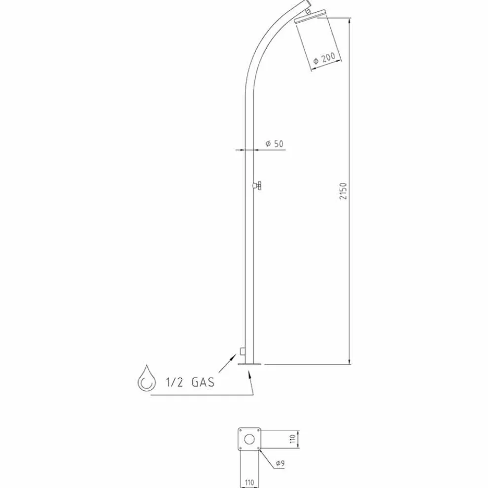 Außendusche mit Edelstahl-Gewindebohrer Made in Italy - Yuki