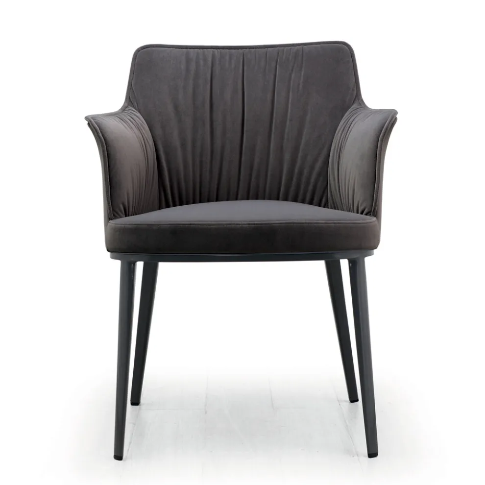 Stahlstuhl mit samtbezogenem Sitz, hergestellt in Italien – Arisa