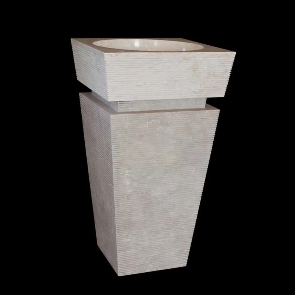 Standwaschbecken aus Naturstein weiß Sire, handgemacht