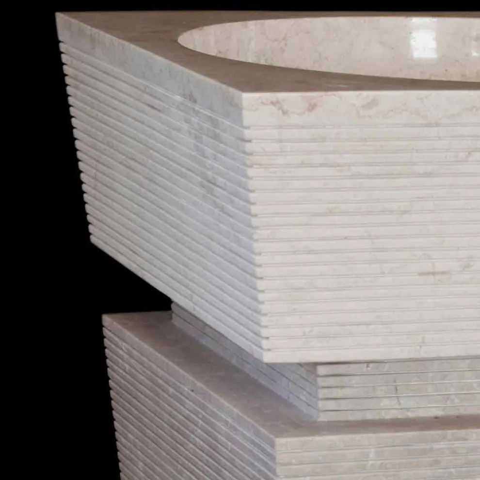 Standwaschbecken aus Naturstein weiß Sire, handgemacht