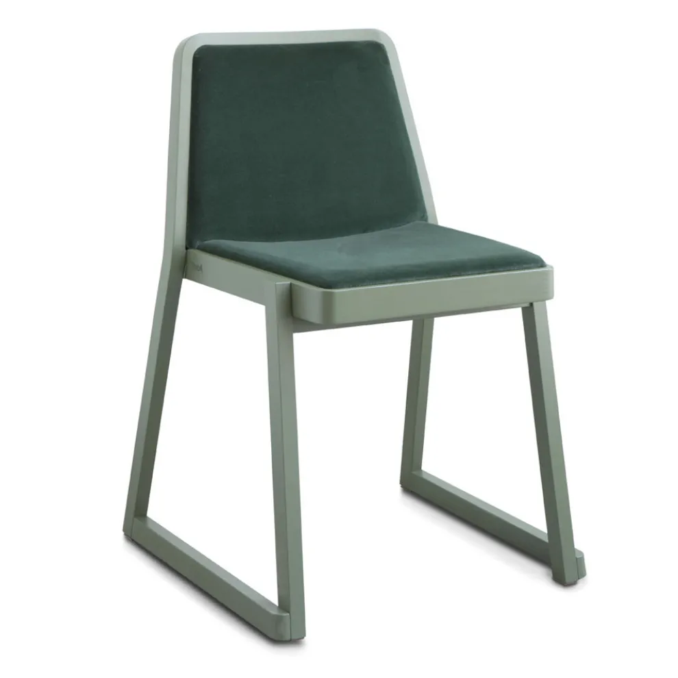 Stapelbarer Holzstuhl mit Samtsitz Made in Italy, 2 Stück - Leipzig