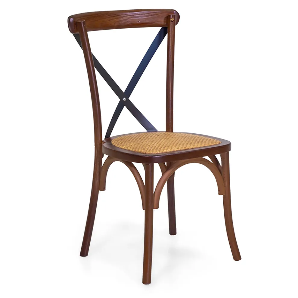 Stapelbarer Innenstuhl aus Eichenholz und Rattansitz - Barriera