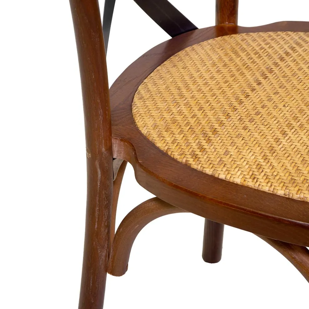 Stapelbarer Innenstuhl aus Eichenholz und Rattansitz - Barriera