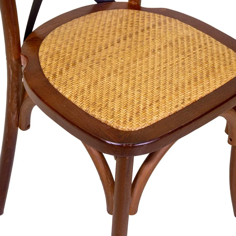 Stapelbarer Innenstuhl aus Eichenholz und Rattansitz - Barriera