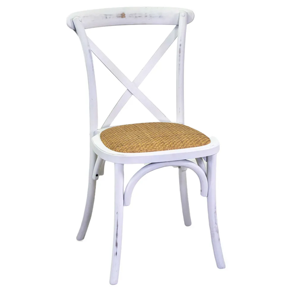 Stapelbarer Innenstuhl aus Birkenholz und Rattansitz - Barriera