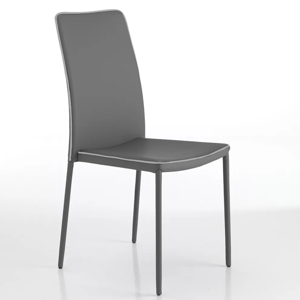 Stapelbarer Küchenstuhl mit Kunstleder bezogen, 4 Stück - Adelmo