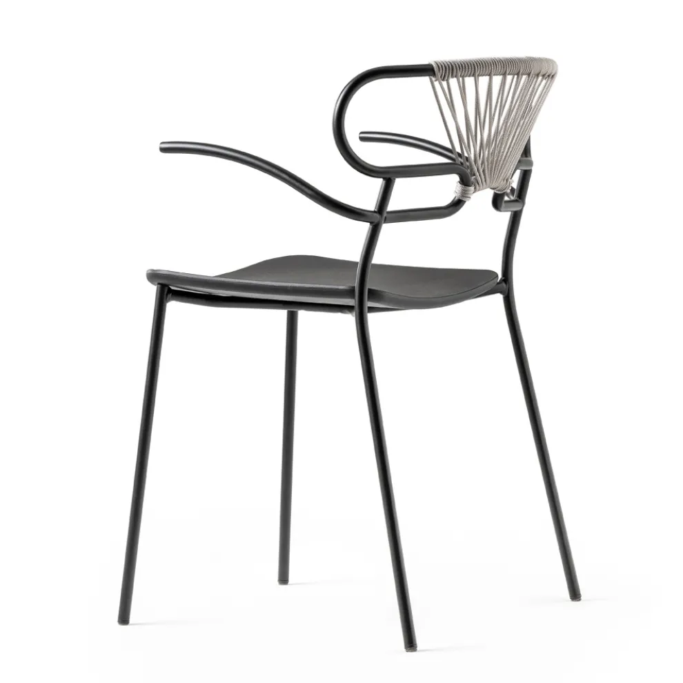 Stapelbarer Stuhl mit Metallstruktur und Seil Made in Italy, 2 Stück - Trosa