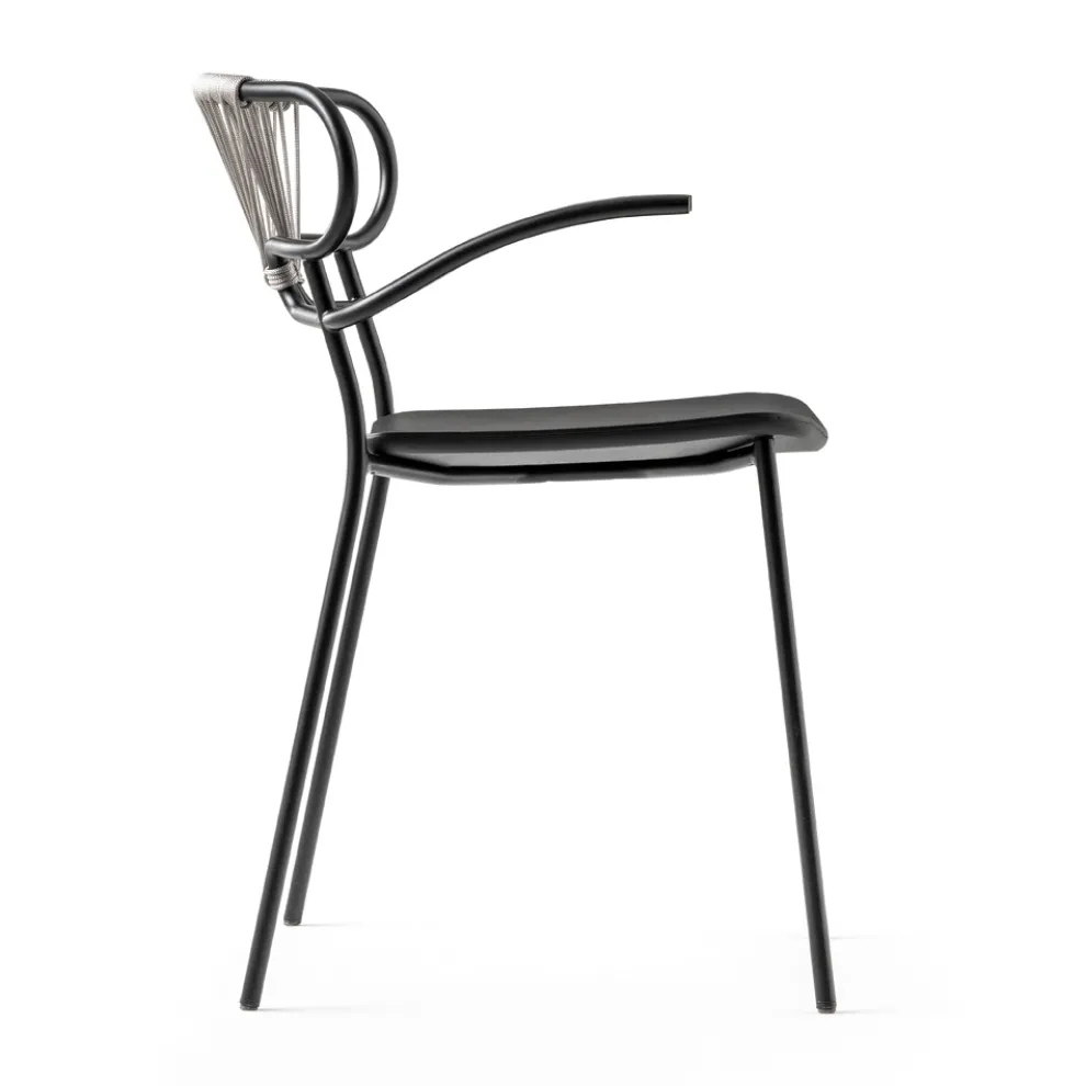 Stapelbarer Stuhl mit Metallstruktur und Seil Made in Italy, 2 Stück - Trosa