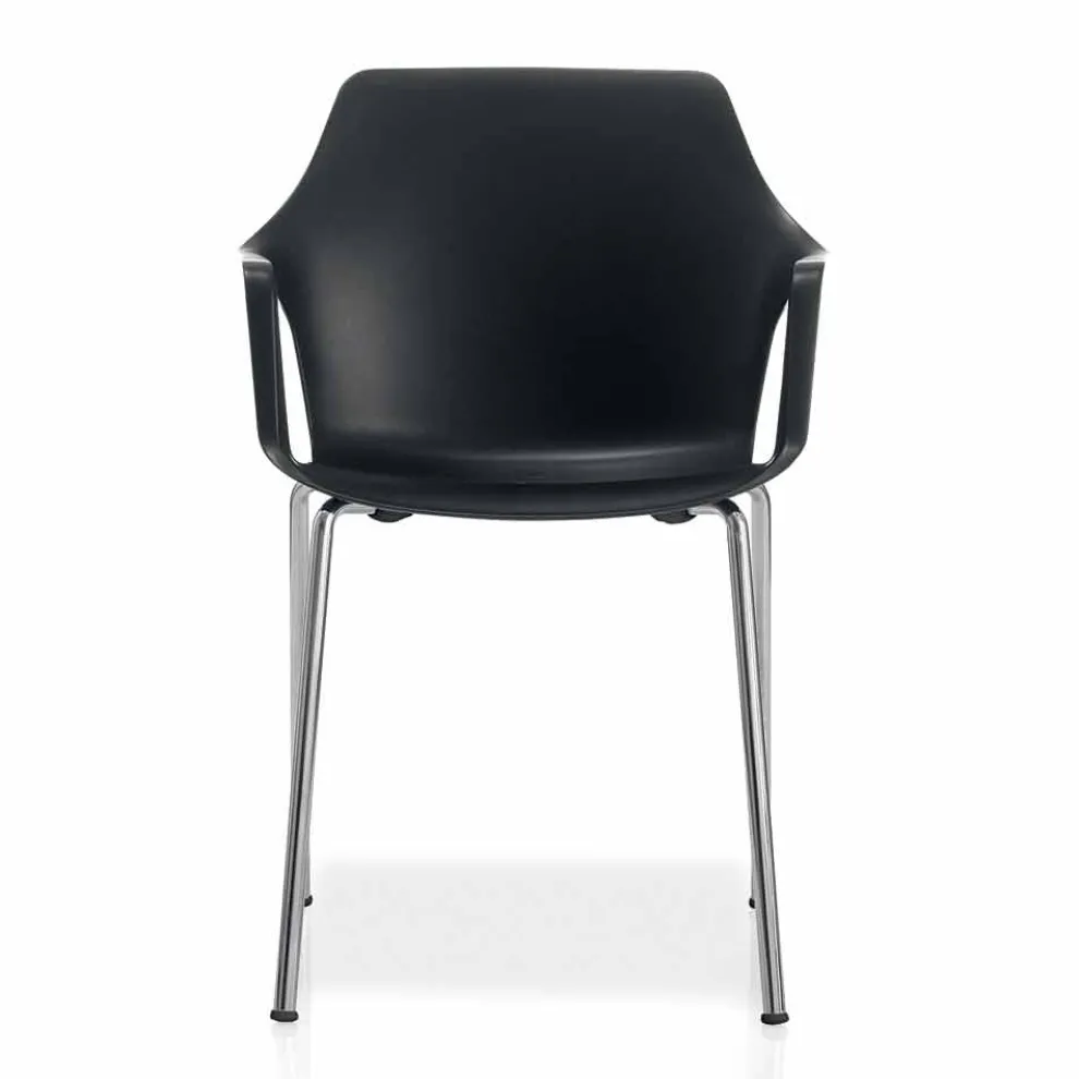 Stapelbarer Stuhl aus Metall und Polypropylen Hergestellt in Italien, 4 Stück - Karamell