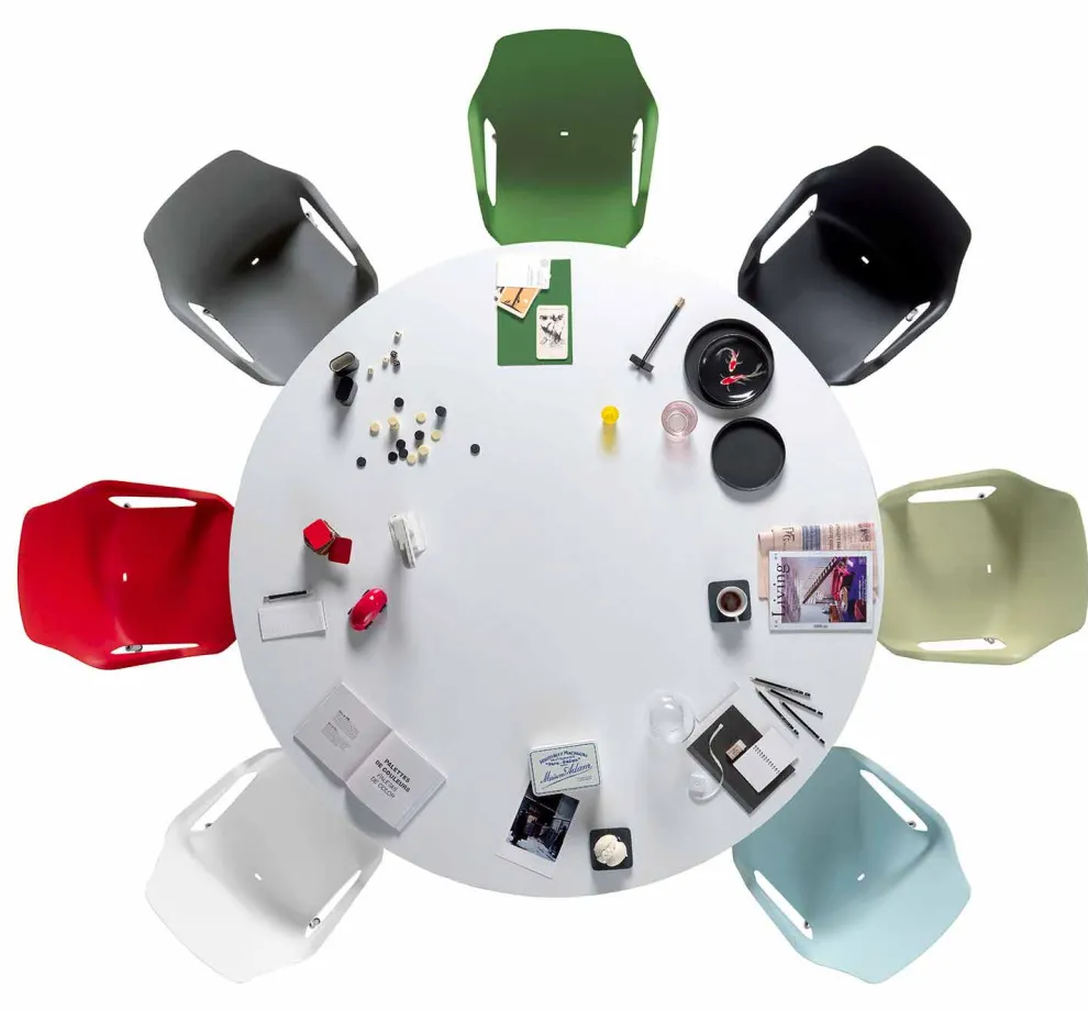 Stapelbarer Stuhl aus Metall und Polypropylen Hergestellt in Italien, 4 Stück - Karamell