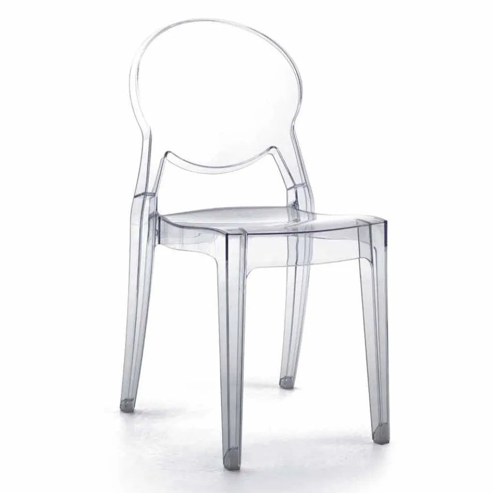 Stapelbarer Stuhl für den Innen- oder Außenbereich aus transparentem Polycarbonat – Pianeta