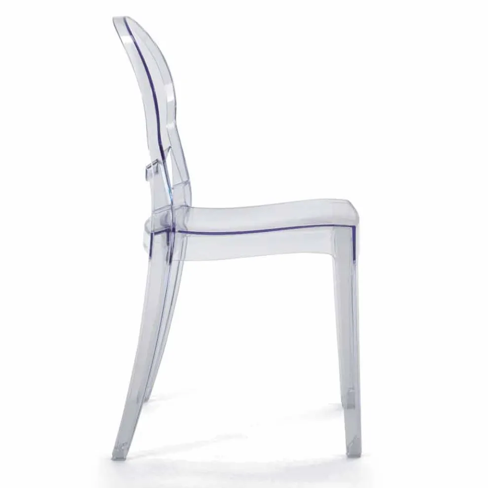 Stapelbarer Stuhl für den Innen- oder Außenbereich aus transparentem Polycarbonat – Pianeta