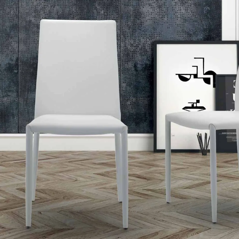 Stapelbarer Wohnzimmerstuhl, gepolstert und gepolstert mit Öko-Leder – Monamour