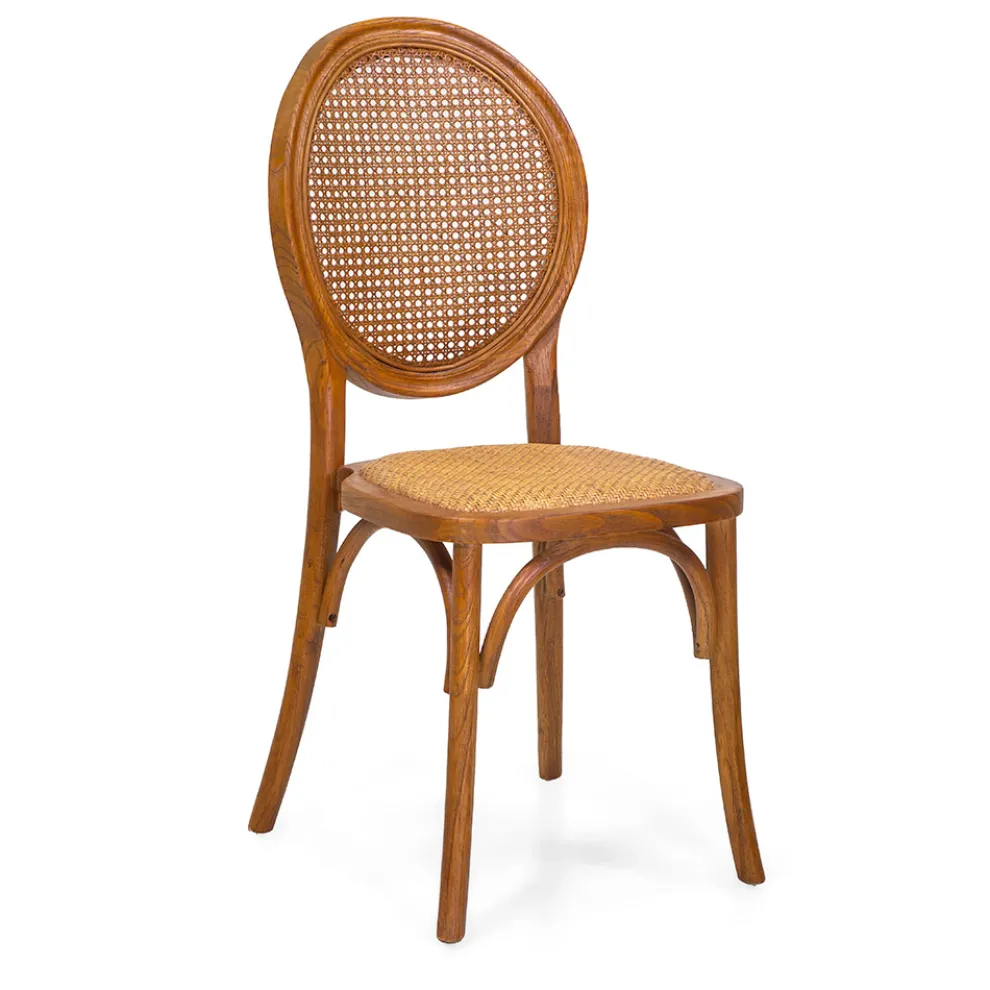 Stapelbarer Wohnzimmersessel aus Ailando-Holz und Wiener Stroh - Laguna