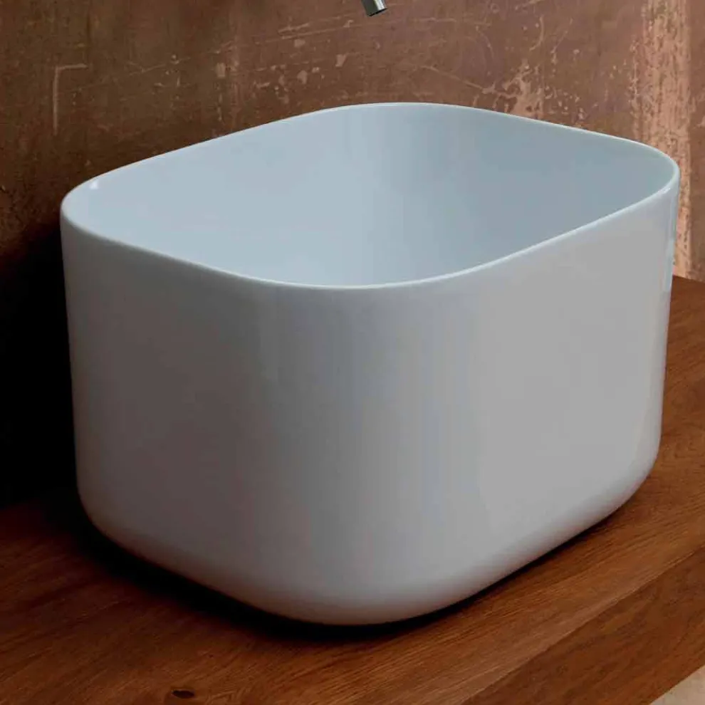 Star Rechteckiges Aufsatzwaschbecken aus Keramik in modernem Design 50x40cm