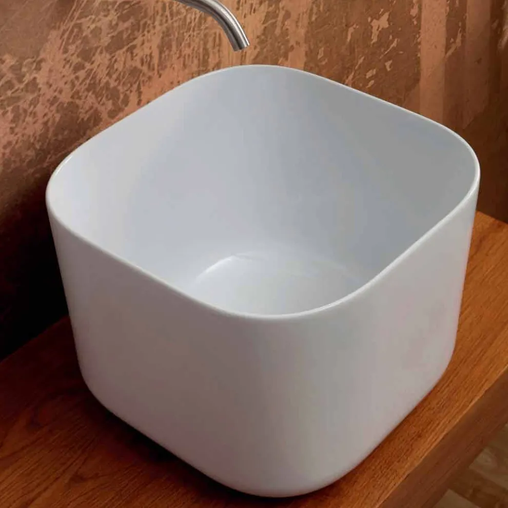 Star Square modernes Design Keramik-Aufsatzwaschbecken 40x40 cm