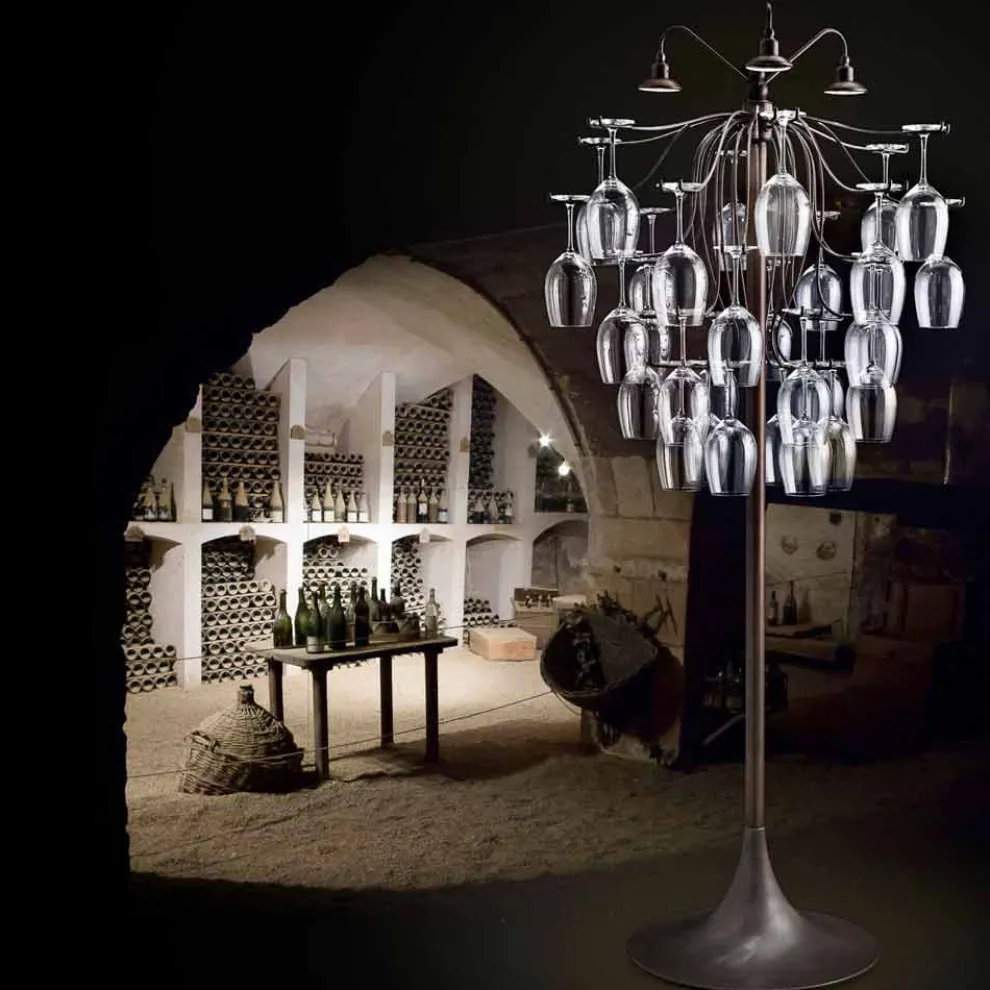 Stehlampe 30 umgekippte Gläser Sauvignon von Aldo Bernardi