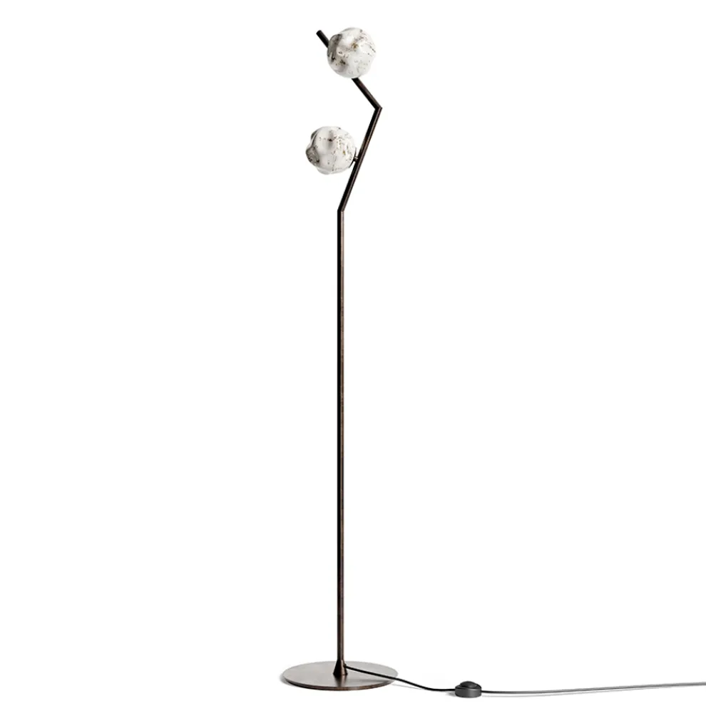 Stehlampe aus dunklem Messing und Steinglas, hergestellt in Italien – Bottega