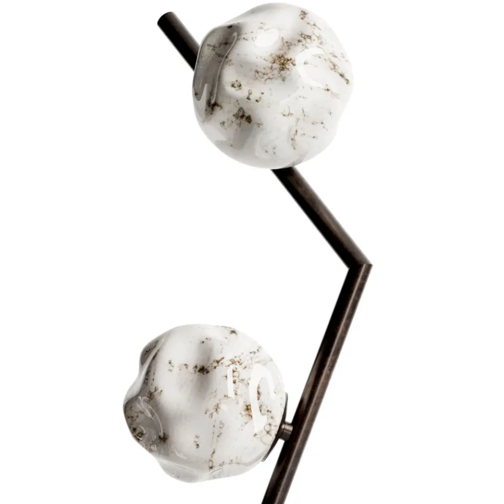 Stehlampe aus dunklem Messing und Steinglas, hergestellt in Italien – Bottega