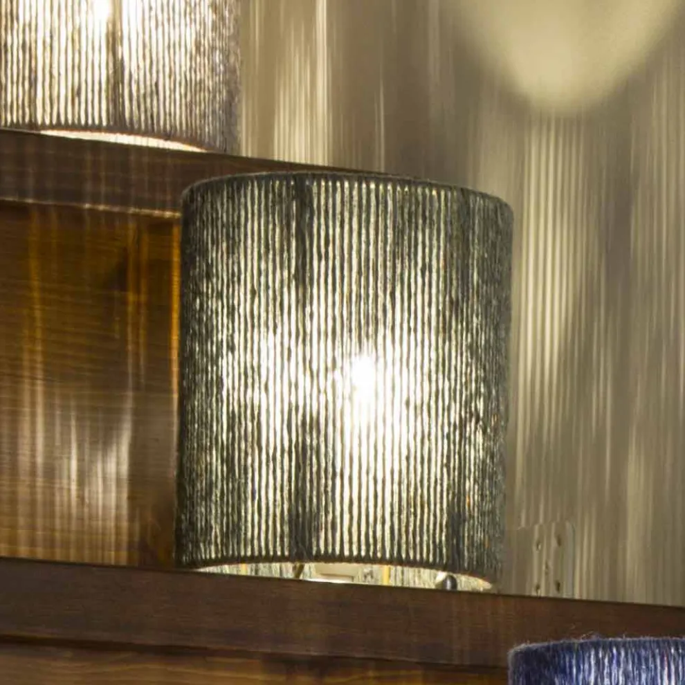 Stehlampe aus Messing und gefärbter Wolle, hergestellt in Italien Evita