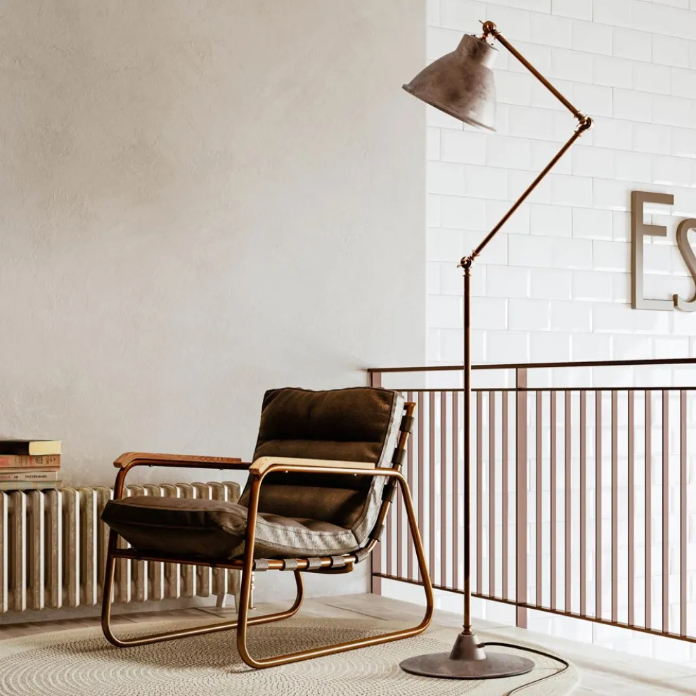 Stehlampe aus Messing und Eisen mit Gelenk im Vintage-Stil - Loft von Il Fanale