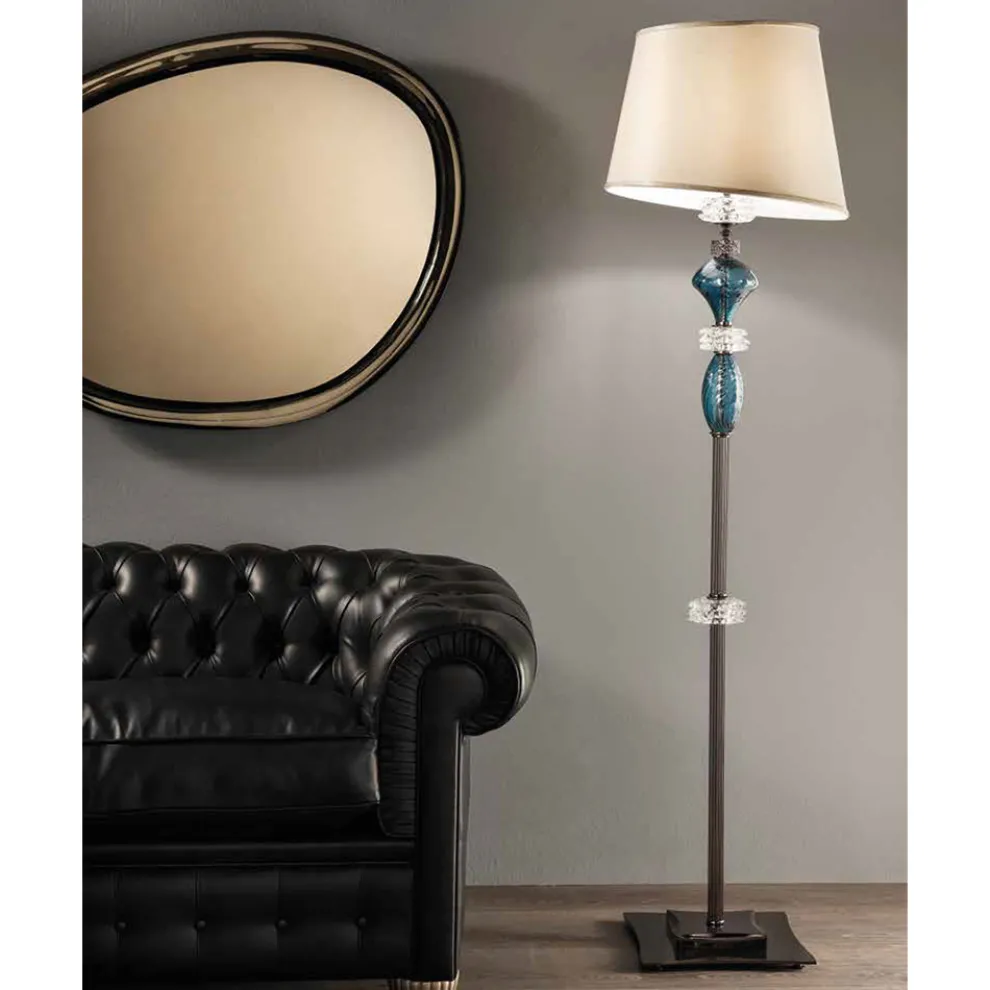 Stehlampe mit handgefertigtem Glasschirm Made in Italy - Saline