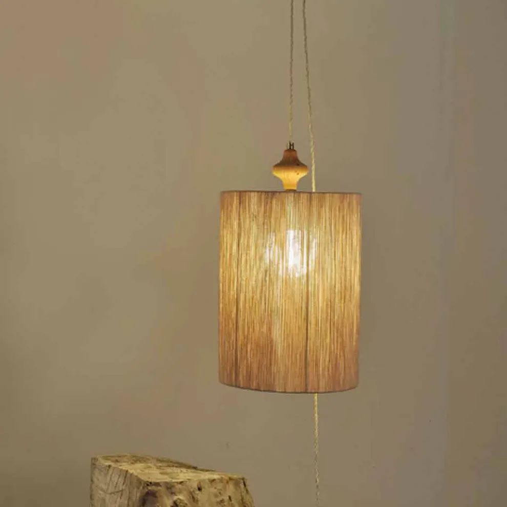 Stehlampe/Hängelampe aus Holz und 100% Wolle Bois