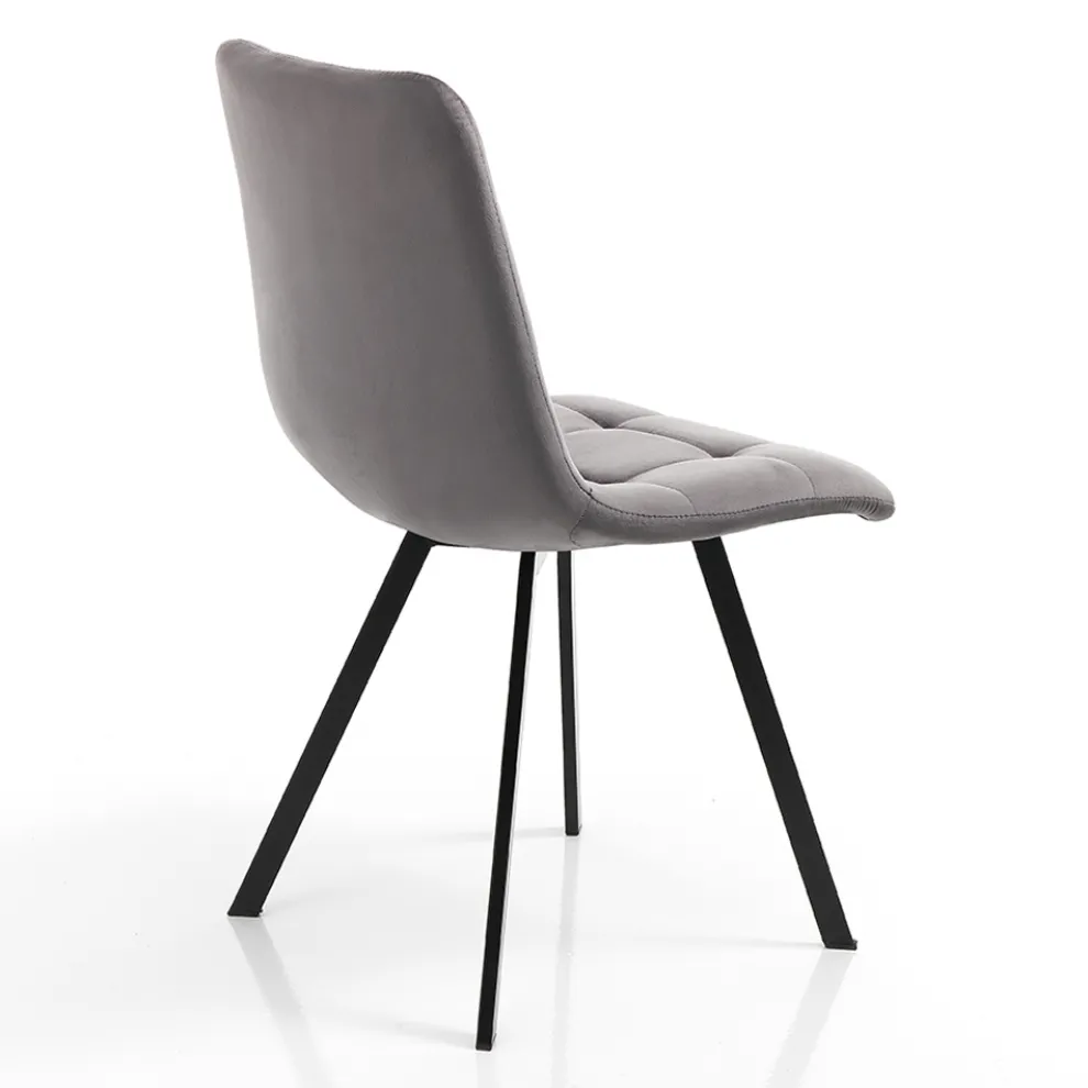 Stoffküchenstuhl mit schwarzen Metallbeinen 4 Stück - Hellblau