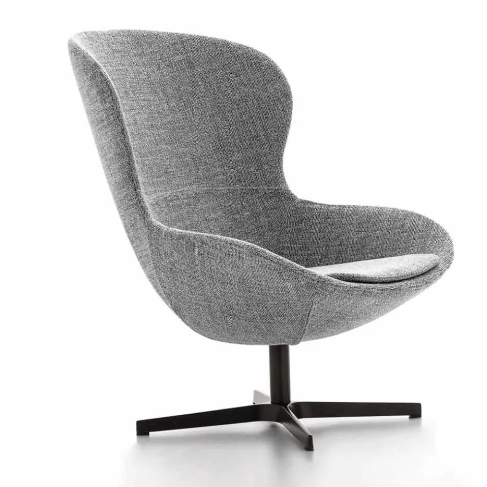 Stoffsessel mit drehbarer Basis aus Edelmetall Made in Italy - Papaya