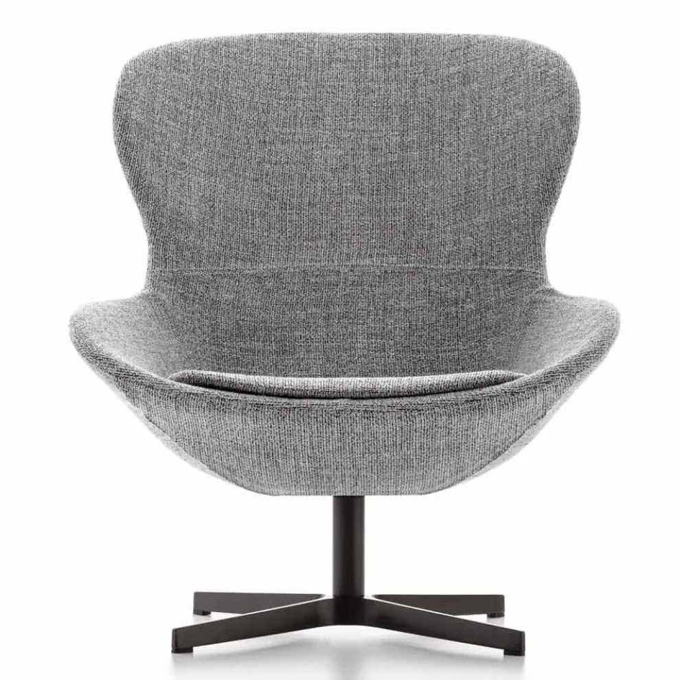 Stoffsessel mit drehbarer Basis aus Edelmetall Made in Italy - Papaya