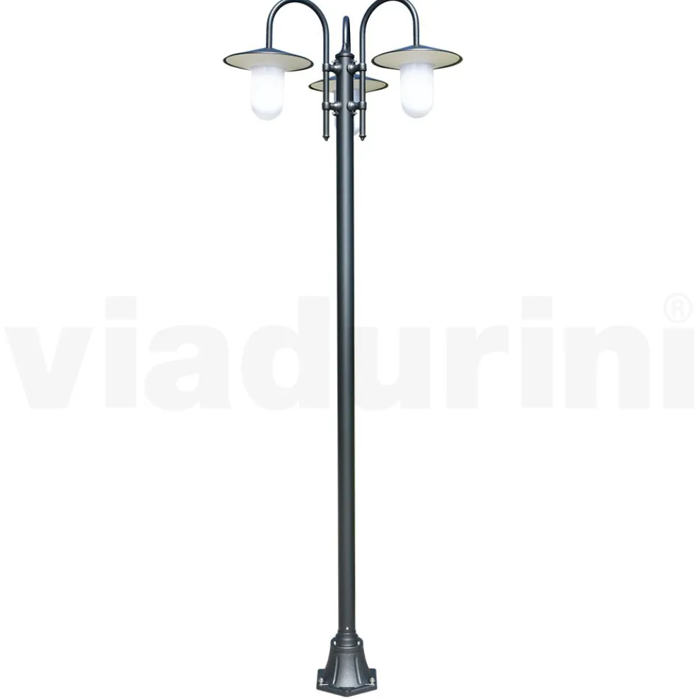 Straßenlampe im Vintage-Stil mit 3 Lichtern aus Aluminium, hergestellt in Italien – Belen