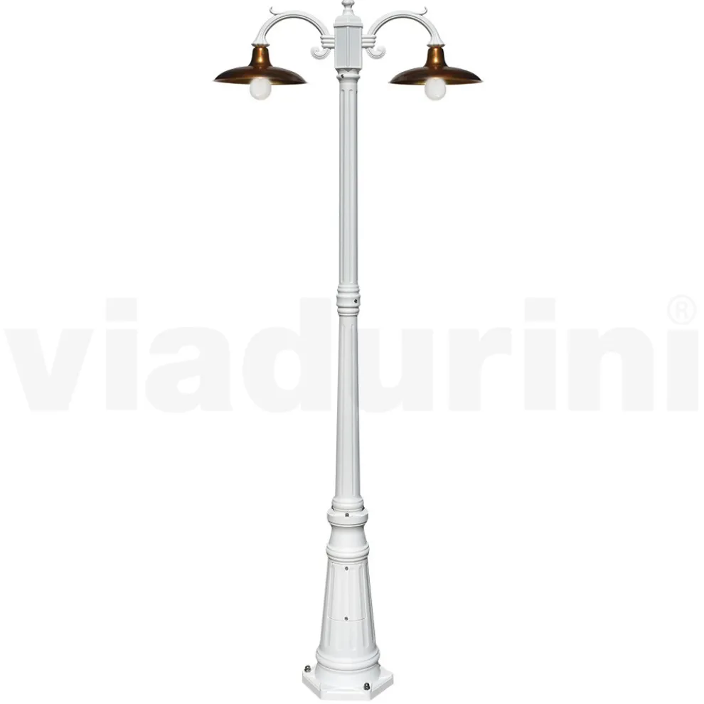 Straßenlaterne im Vintage-Stil, 2 Lichter, aus Aluminium und Messing, hergestellt in Italien – Adela