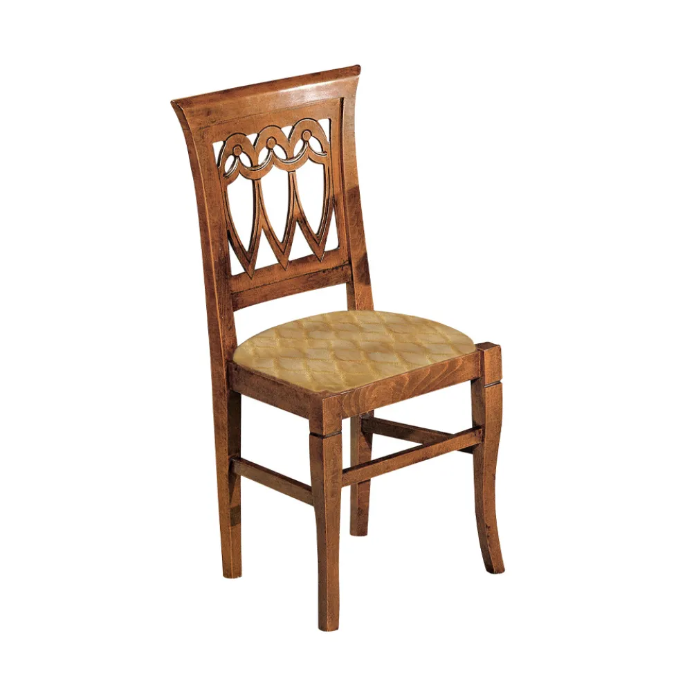 Stuhl aus Bassano-Holz und goldenem Barockstoff, hergestellt in Italien – Jasper