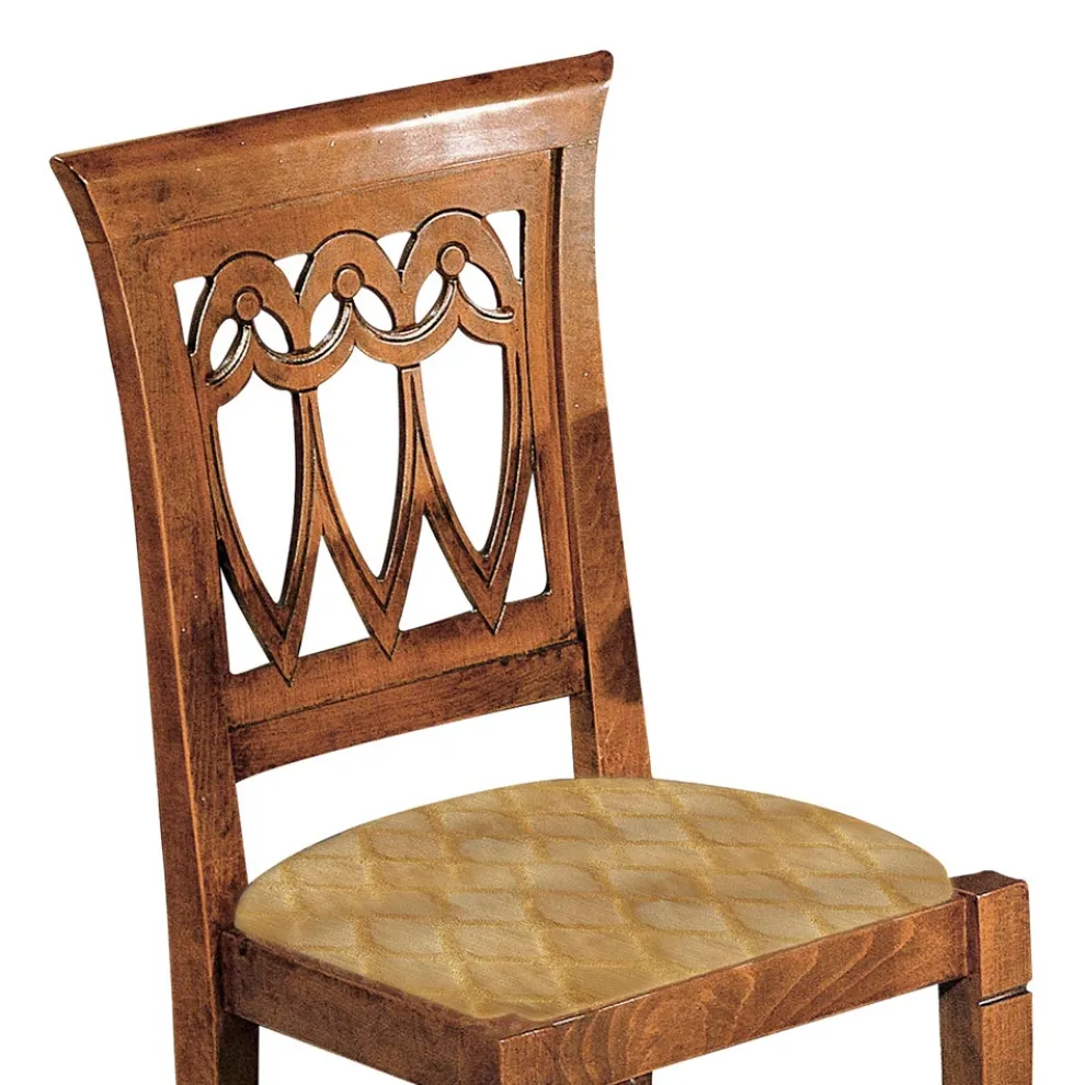 Stuhl aus Bassano-Holz und goldenem Barockstoff, hergestellt in Italien – Jasper