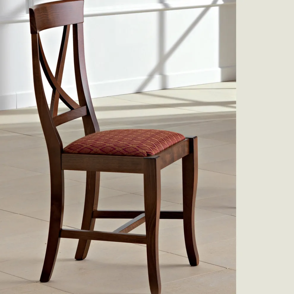 Stuhl aus Holz und Stoff Klassisches Design mit gekreuzter Rückenlehne - Debussy