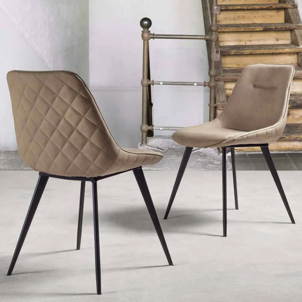 Stuhl aus Kunstleder Nubuk-Effekt, Metallstrucktur - Ermes