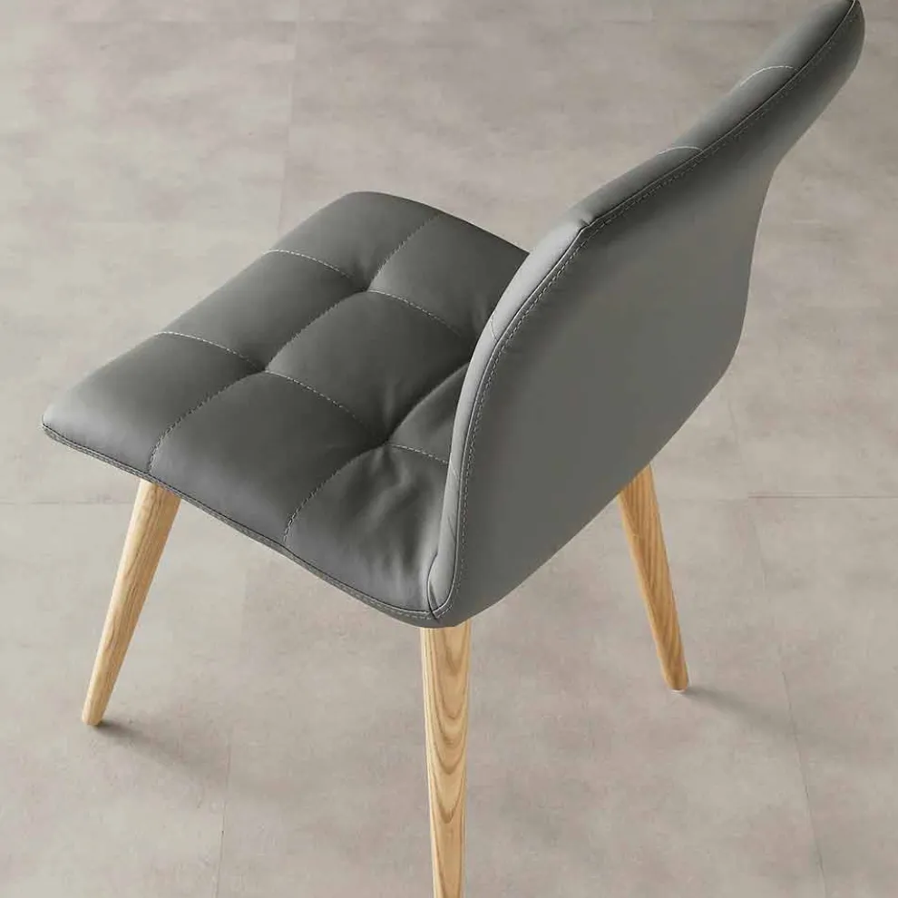 Stuhl aus Massivholz und Kunstleder Viola