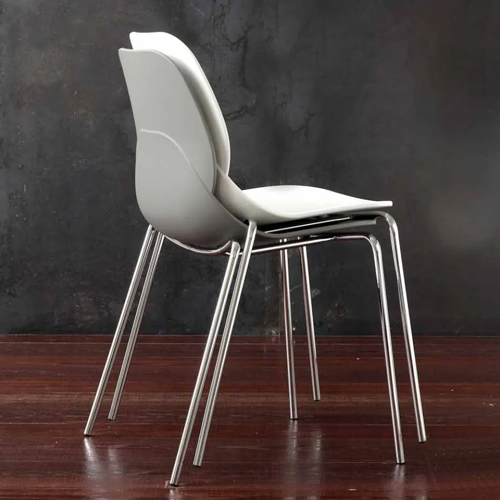 Stuhl aus Polypropylen mit verchromten Beinen Liceta